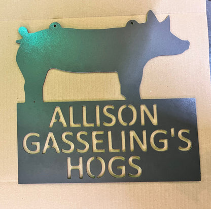 Personalized Show Pig or Hog Sign for Stock Shows, Fairs, Barn Pens, Stock Show Kids, Awards for Shows